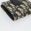 Christian Dior Trotter Canvas Compact Wallet Navy Silver Auth 181463A-11