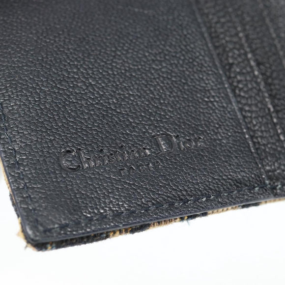 Christian Dior Trotter Canvas Compact Wallet Navy Silver Auth 181463A