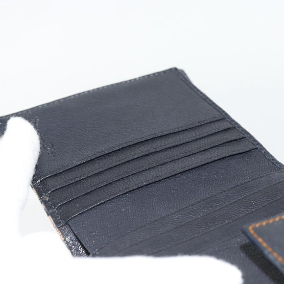 Christian Dior Trotter Canvas Compact Wallet Navy Silver Auth 181463A