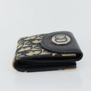 Christian Dior Trotter Canvas Compact Wallet Navy Silver Auth 181463A-4