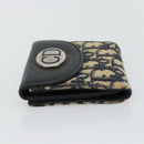 Christian Dior Trotter Canvas Compact Wallet Navy Silver Auth 181463A-5