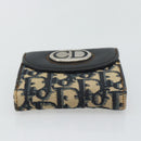 Christian Dior Trotter Canvas Compact Wallet Navy Silver Auth 181463A-7