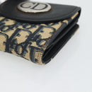 Christian Dior Trotter Canvas Compact Wallet Navy Silver Auth 181463A-8