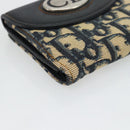 Christian Dior Trotter Canvas Compact Wallet Navy Silver Auth 181463A-9