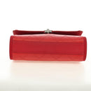 CHANEL Chain Shoulder Bag Calf Skin Red Silver CC Auth 181465M-10