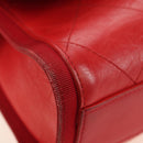 CHANEL Chain Shoulder Bag Calf Skin Red Silver CC Auth 181465M-11