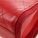 CHANEL Chain Shoulder Bag Calf Skin Red Silver CC Auth 181465M-14