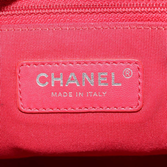 CHANEL Chain Shoulder Bag Calf Skin Red Silver CC Auth 181465M