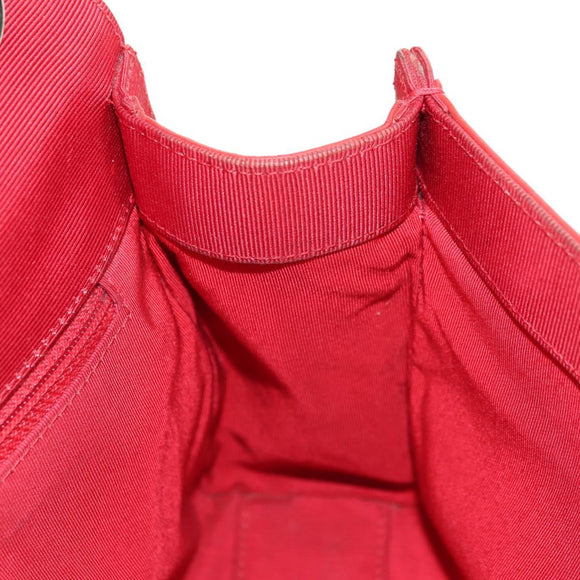 CHANEL Chain Shoulder Bag Calf Skin Red Silver CC Auth 181465M