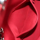 CHANEL Chain Shoulder Bag Calf Skin Red Silver CC Auth 181465M-23