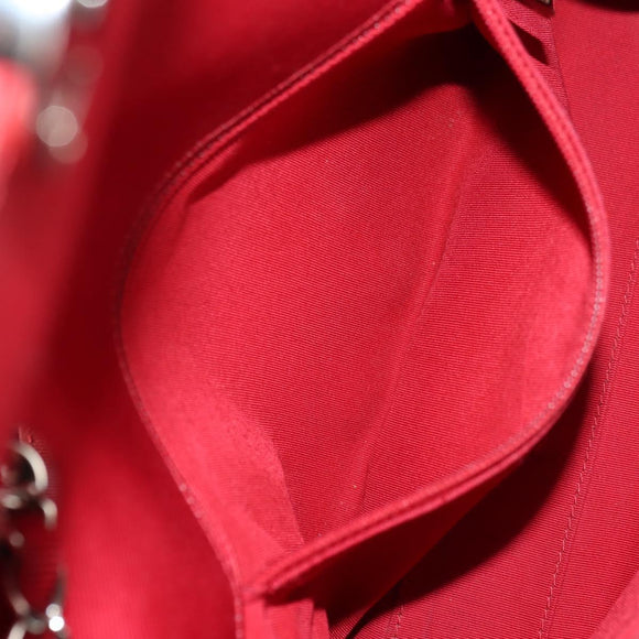 CHANEL Chain Shoulder Bag Calf Skin Red Silver CC Auth 181465M