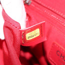 CHANEL Chain Shoulder Bag Calf Skin Red Silver CC Auth 181465M-24