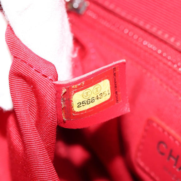 CHANEL Chain Shoulder Bag Calf Skin Red Silver CC Auth 181465M