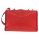 CHANEL Chain Shoulder Bag Calf Skin Red Silver CC Auth 181465M-3