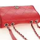 CHANEL Chain Shoulder Bag Calf Skin Red Silver CC Auth 181465M-6