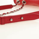 CHANEL Chain Shoulder Bag Calf Skin Red Silver CC Auth 181465M-8