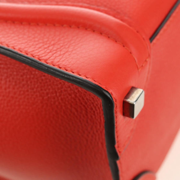 CELINE Luggage Micro Shopper Hand Bag Leather Orange Silver Auth 181472SM