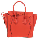 CELINE Luggage Micro Shopper Hand Bag Leather Orange Silver Auth 181472SM-2