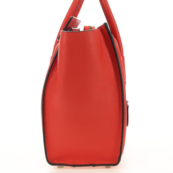 CELINE Luggage Micro Shopper Hand Bag Leather Orange Silver Auth 181472SM