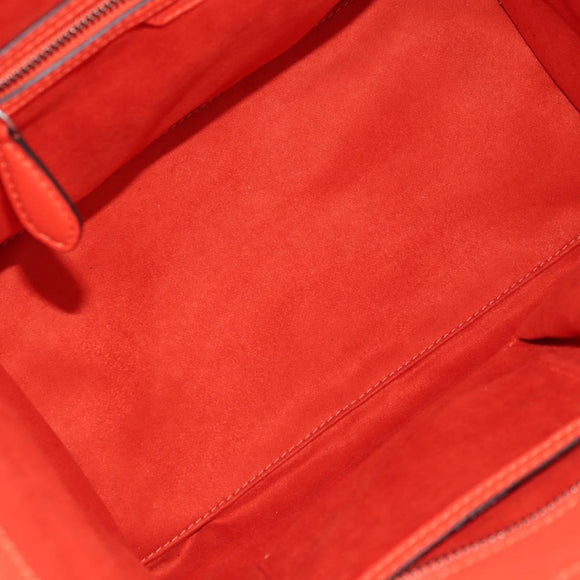 CELINE Luggage Mini Shopper Hand Bag Leather Orange Silver Auth 181473SAM