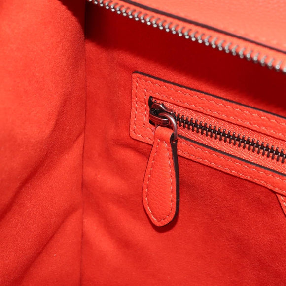 CELINE Luggage Mini Shopper Hand Bag Leather Orange Silver Auth 181473SAM