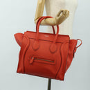 CELINE Luggage Mini Shopper Hand Bag Leather Orange Silver Auth 181473SAM-26