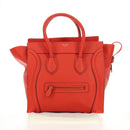 CELINE Luggage Mini Shopper Hand Bag Leather Orange Silver Auth 181473SAM-27
