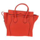 CELINE Luggage Mini Shopper Hand Bag Leather Orange Silver Auth 181473SAM-3