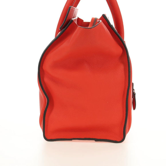 CELINE Luggage Mini Shopper Hand Bag Leather Orange Silver Auth 181473SAM