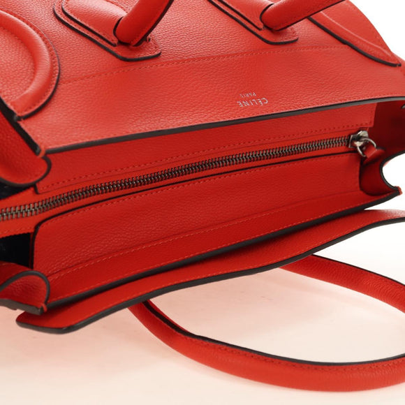 CELINE Luggage Mini Shopper Hand Bag Leather Orange Silver Auth 181473SAM