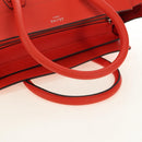 CELINE Luggage Mini Shopper Hand Bag Leather Orange Silver Auth 181473SAM-7