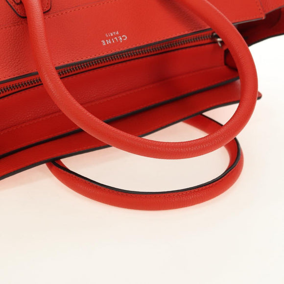 CELINE Luggage Mini Shopper Hand Bag Leather Orange Silver Auth 181473SAM
