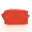 CELINE Luggage Mini Shopper Hand Bag Leather Orange Silver Auth 181473SAM-9