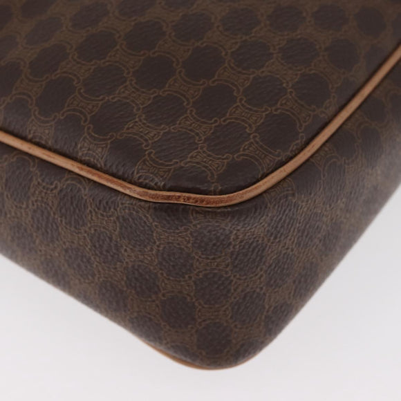 CELINE Macadam Canvas Shoulder Bag PVC Leather Brown Gold Auth 181476A