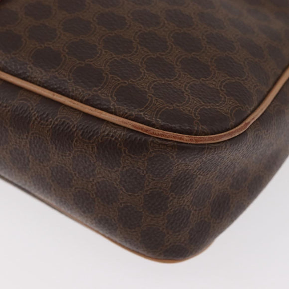 CELINE Macadam Canvas Shoulder Bag PVC Leather Brown Gold Auth 181476A