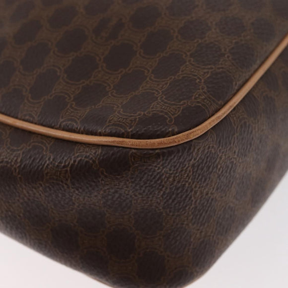 CELINE Macadam Canvas Shoulder Bag PVC Leather Brown Gold Auth 181476A