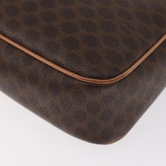 CELINE Macadam Canvas Shoulder Bag PVC Leather Brown Gold Auth 181476A