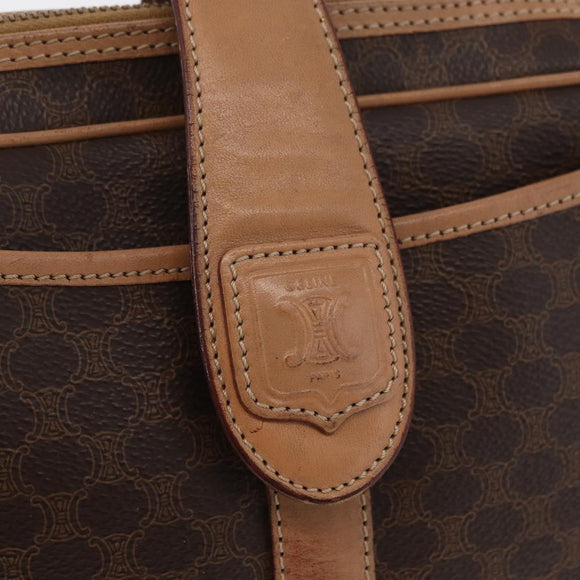 CELINE Macadam Canvas Shoulder Bag PVC Leather Brown Gold Auth 181476A
