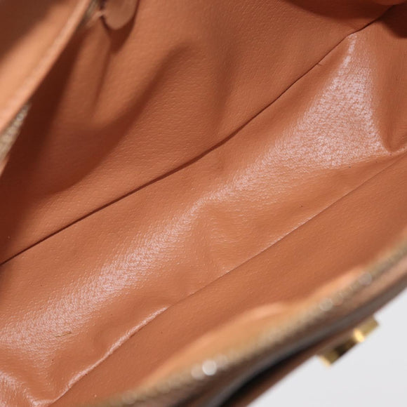 CELINE Macadam Canvas Shoulder Bag PVC Leather Brown Gold Auth 181476A