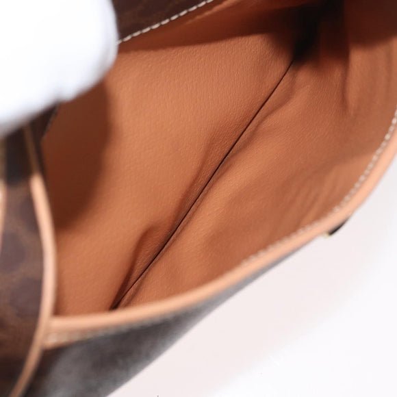 CELINE Macadam Canvas Shoulder Bag PVC Leather Brown Gold Auth 181476A
