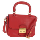Miu Miu Hand Bag Leather 2way Red Gold Auth 181477V-1