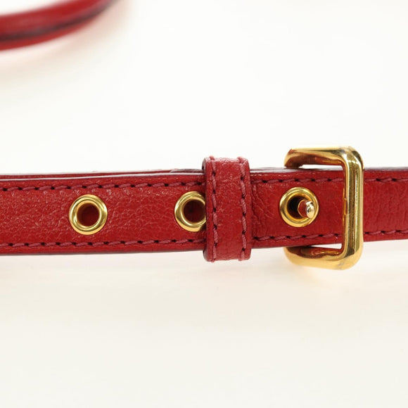 Miu Miu Hand Bag Leather 2way Red Gold Auth 181477V