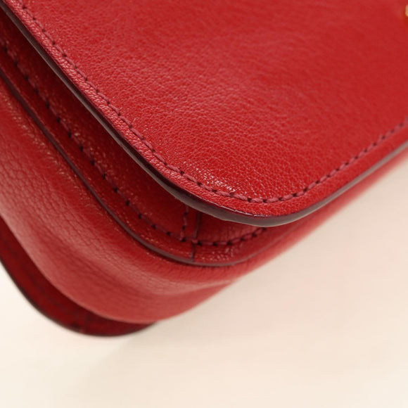 Miu Miu Hand Bag Leather 2way Red Gold Auth 181477V