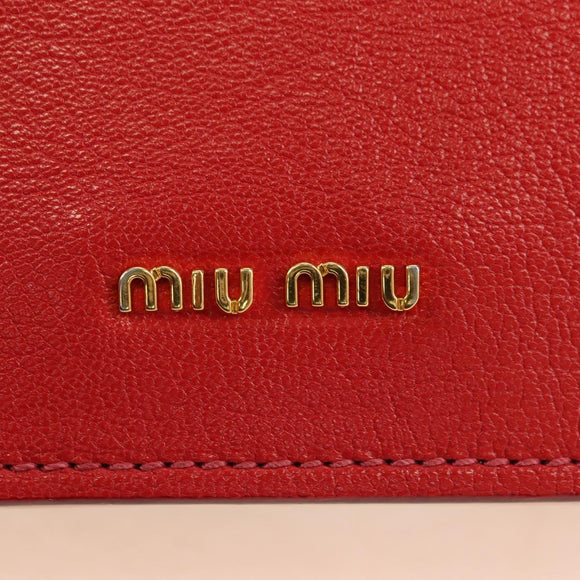 Miu Miu Hand Bag Leather 2way Red Gold Auth 181477V