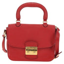 Miu Miu Hand Bag Leather 2way Red Gold Auth 181477V-13