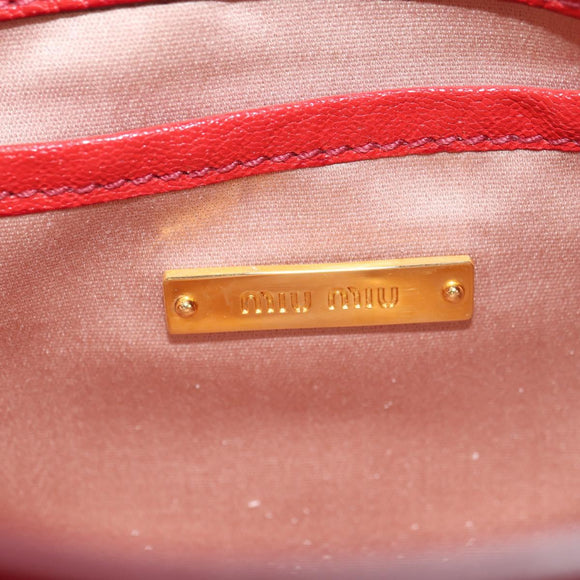 Miu Miu Hand Bag Leather 2way Red Gold Auth 181477V