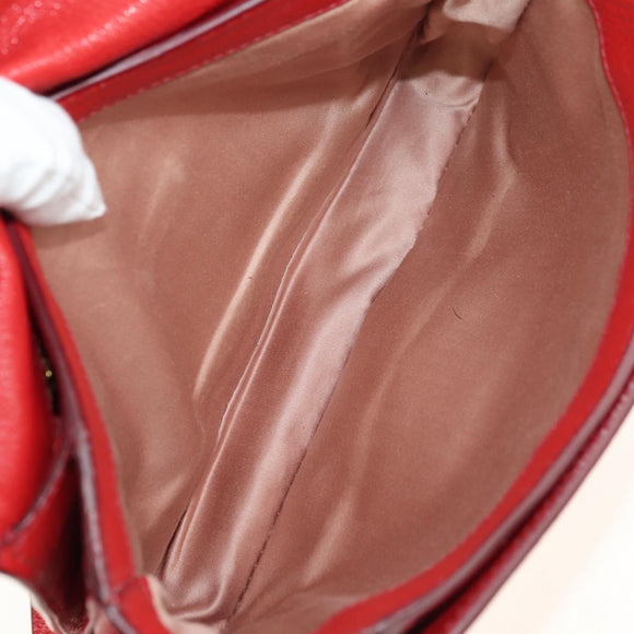 Miu Miu Hand Bag Leather 2way Red Gold Auth 181477V