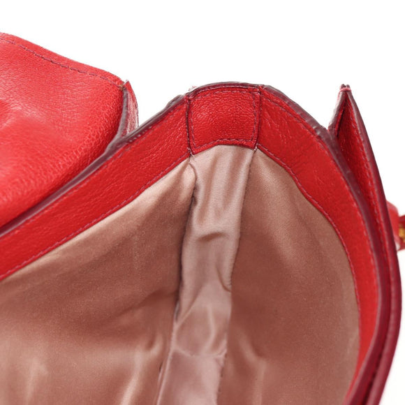 Miu Miu Hand Bag Leather 2way Red Gold Auth 181477V