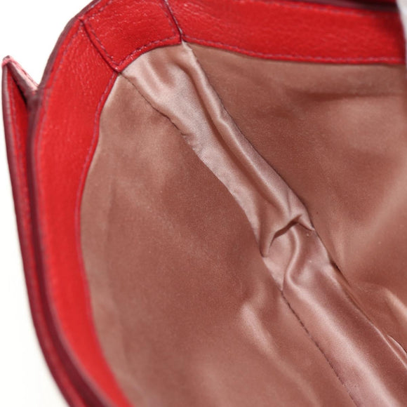 Miu Miu Hand Bag Leather 2way Red Gold Auth 181477V
