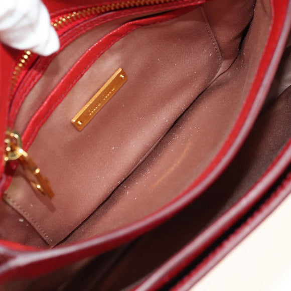 Miu Miu Hand Bag Leather 2way Red Gold Auth 181477V